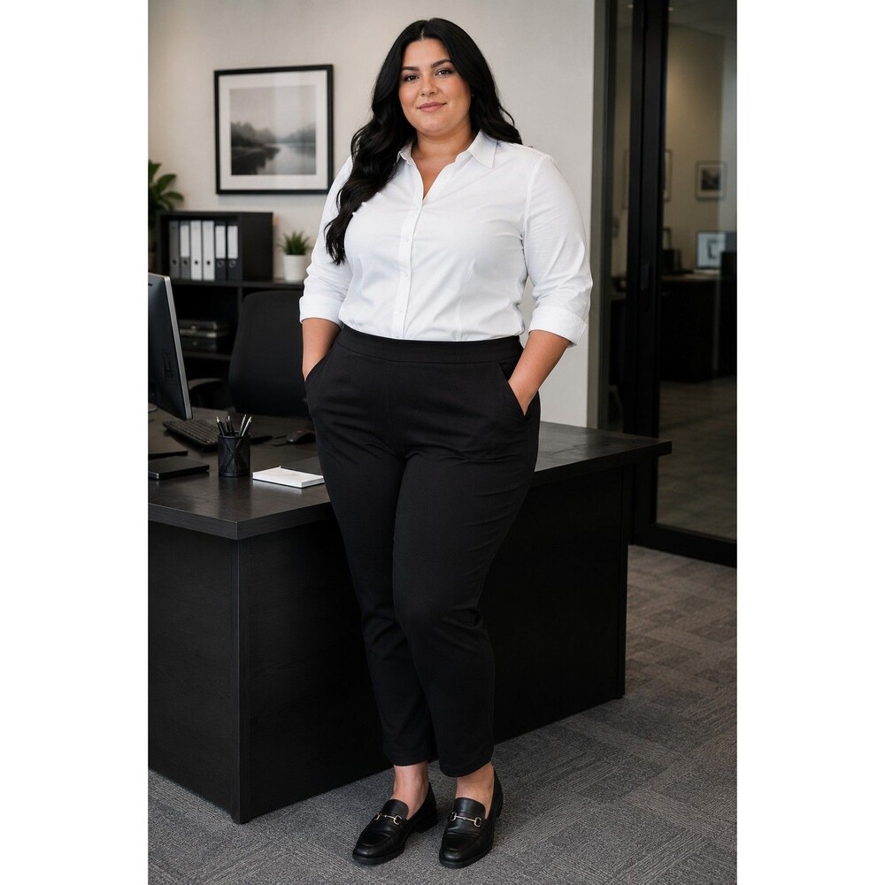 JONES & CO JONES NEW YORK Women's Black Solid Ankle Pants Plus Size 1X